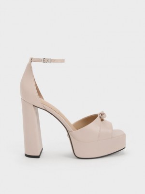 Charles & Keith Verona Lær Platåsandaler Beige | TBUOQ7346