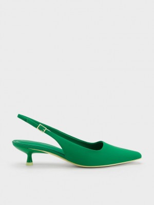 Charles & Keith Vita Square-Tå Slingback Pumps Grønn | JWSXP6753