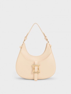 Charles & Keith Xanthe Hobo Veske Beige | JHGBS5483