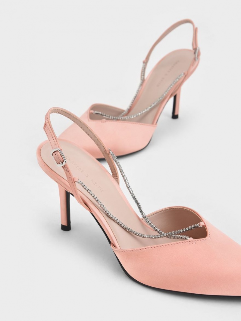 Charles & Keith Adel Recycled Polyester Gem-Reima Slingback Ballerina Pumps Rosa | XRNHI1258