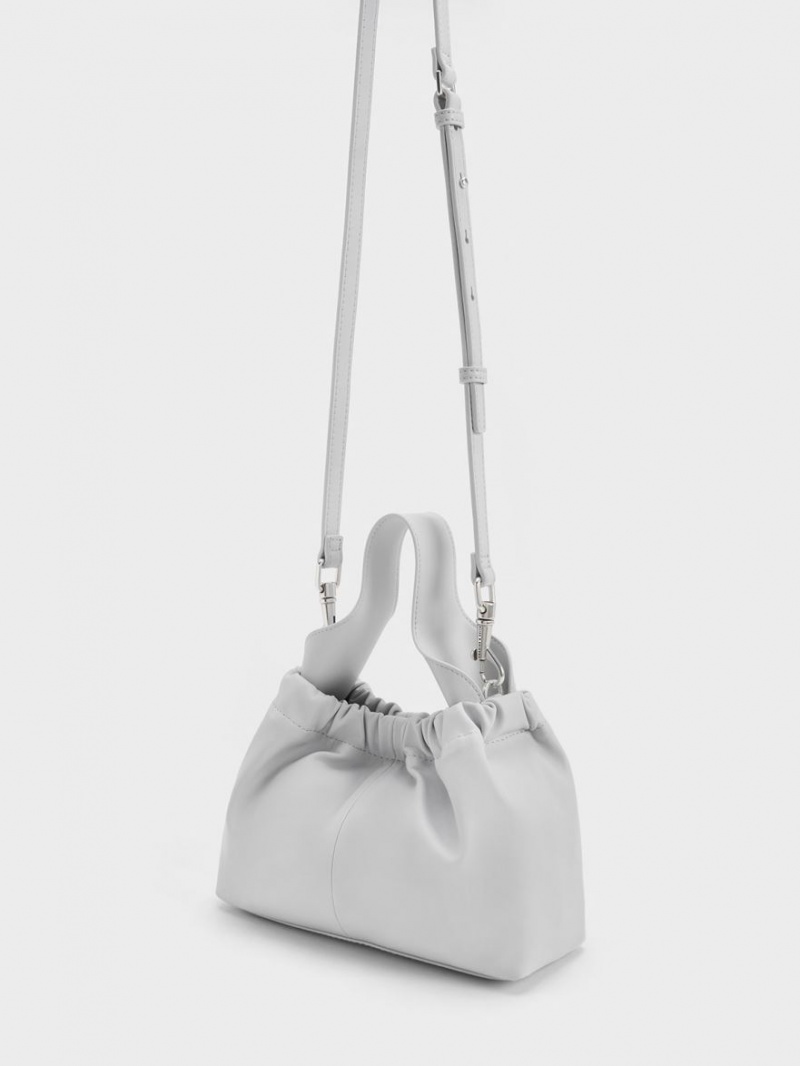 Charles & Keith Ally Ruched Slouchy Tote Veske Lyse Grå | TKUYR9072