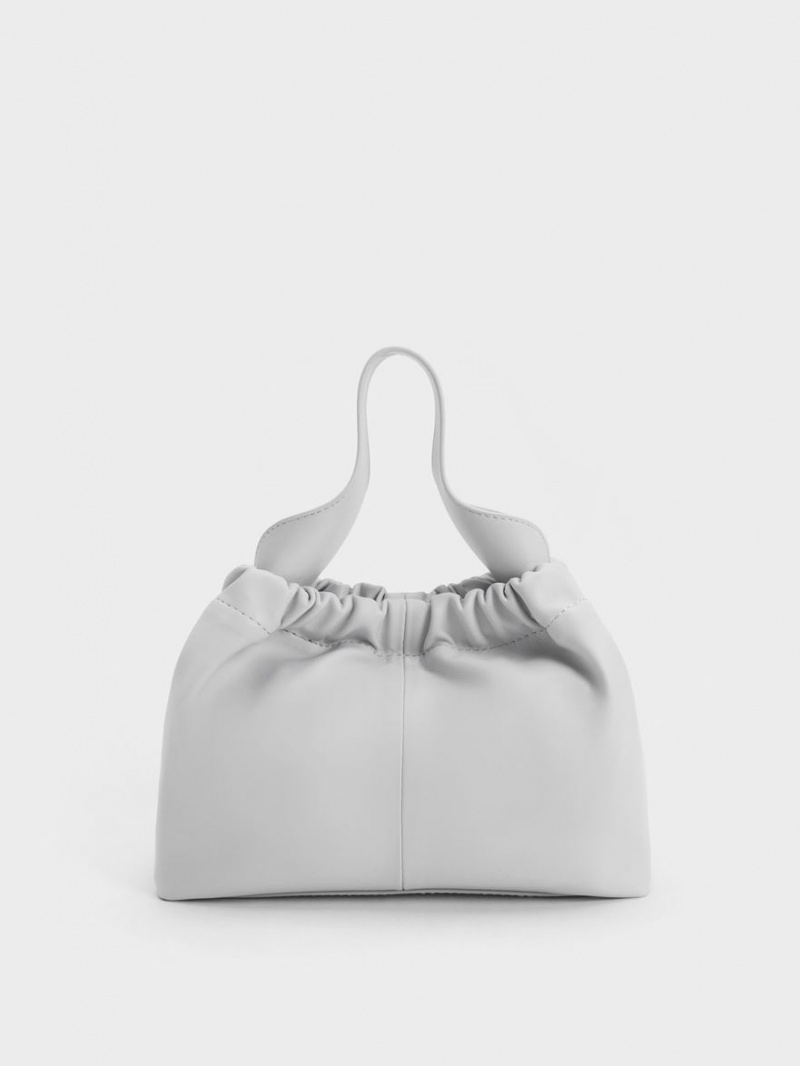 Charles & Keith Ally Ruched Slouchy Tote Veske Lyse Grå | TKUYR9072