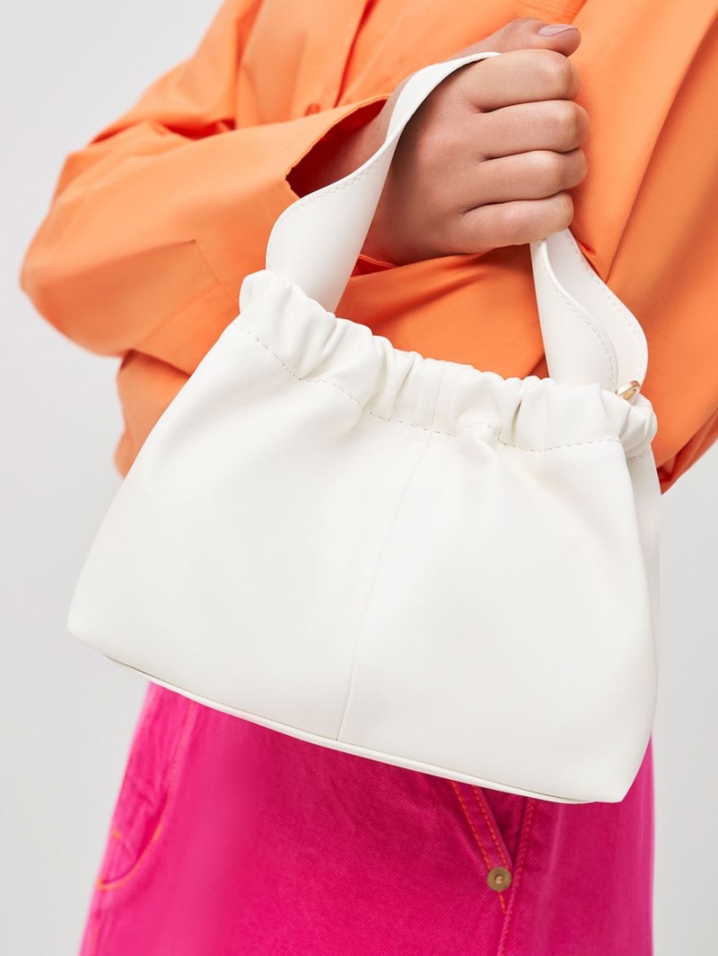 Charles & Keith Ally Ruched Slouchy Tote Veske Hvite | TFXPU5482