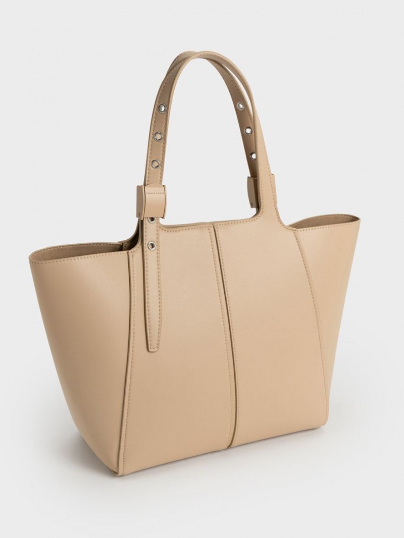 Charles & Keith Altea Tote Veske Beige | EGOQD7285