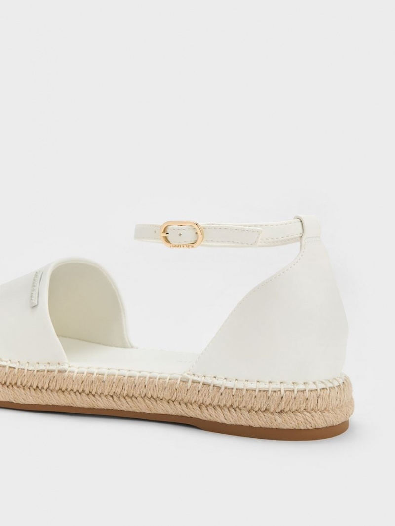 Charles & Keith Ankle-Reima Espadrille Flate Sko Hvite | KFDHU0961