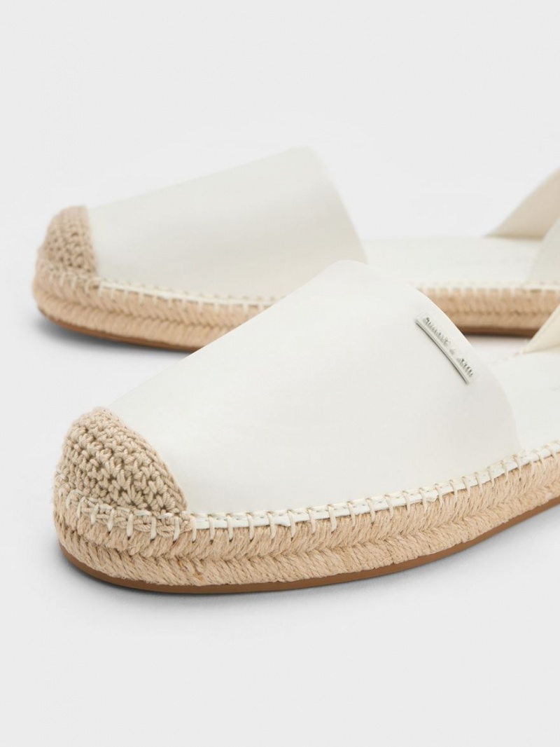 Charles & Keith Ankle-Reima Espadrille Flate Sko Hvite | KFDHU0961