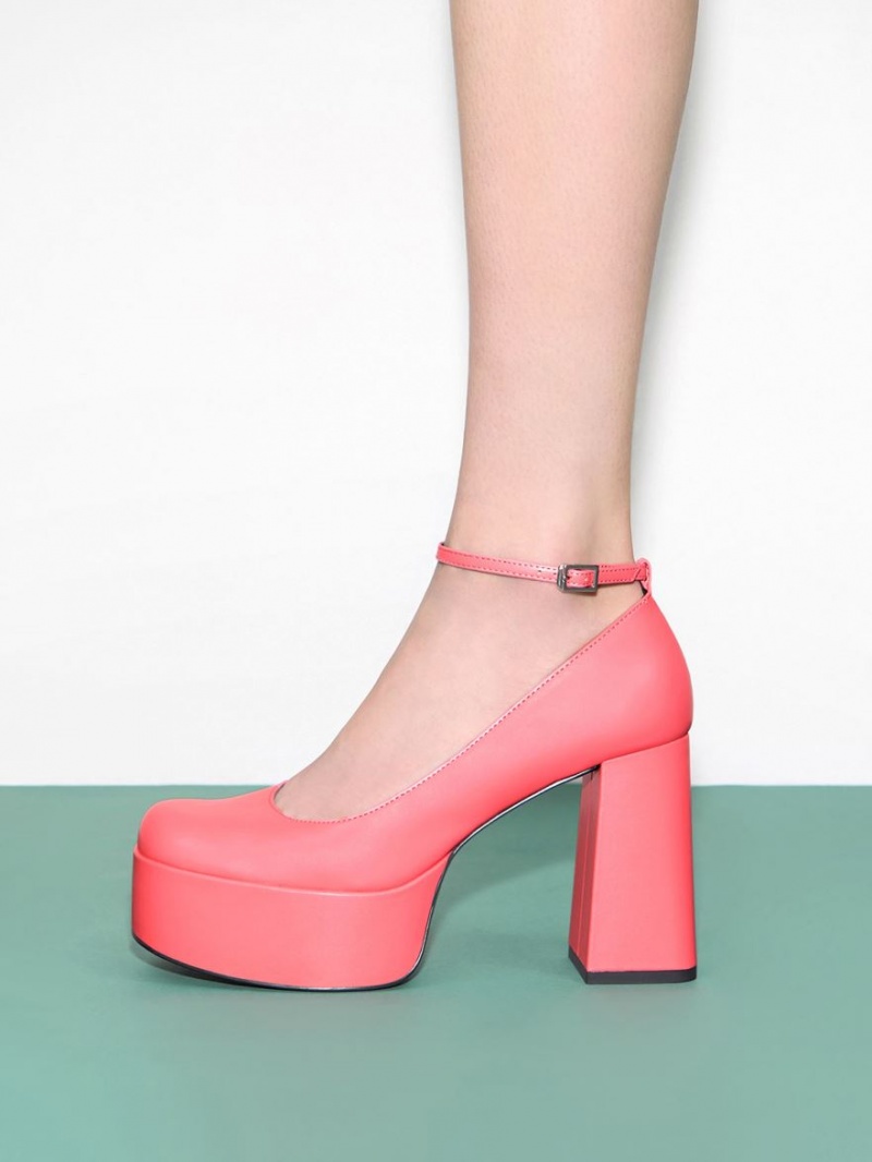 Charles & Keith Ankle-Reima Platform Pumps Rosa | FMZOH5427