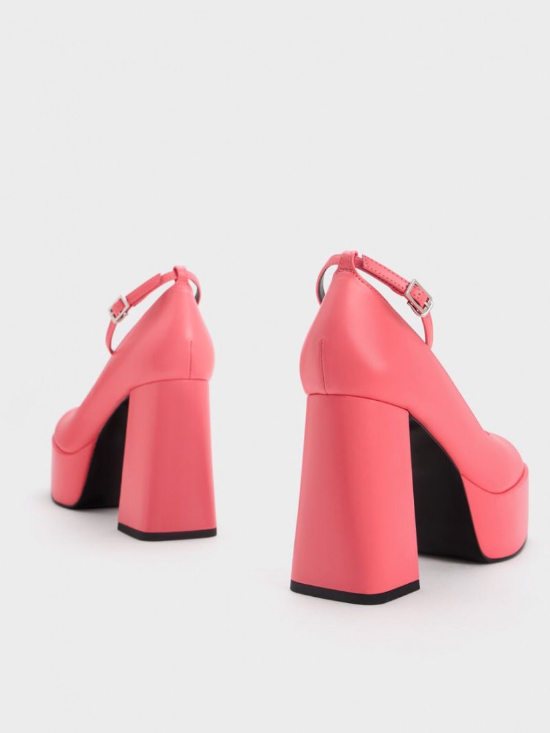 Charles & Keith Ankle-Reima Platform Pumps Rosa | FMZOH5427