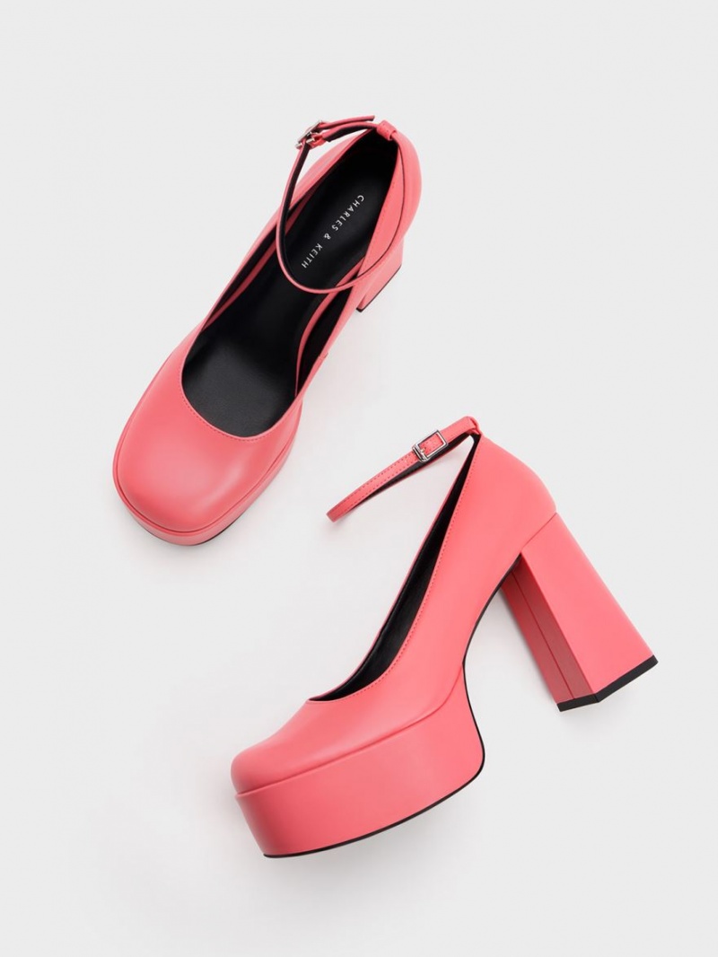 Charles & Keith Ankle-Reima Platform Pumps Rosa | FMZOH5427