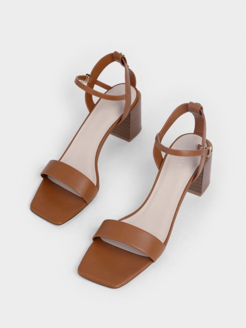 Charles & Keith Ankle Reima Stacked Sandaler med Hæl Brune | FUVTE6254