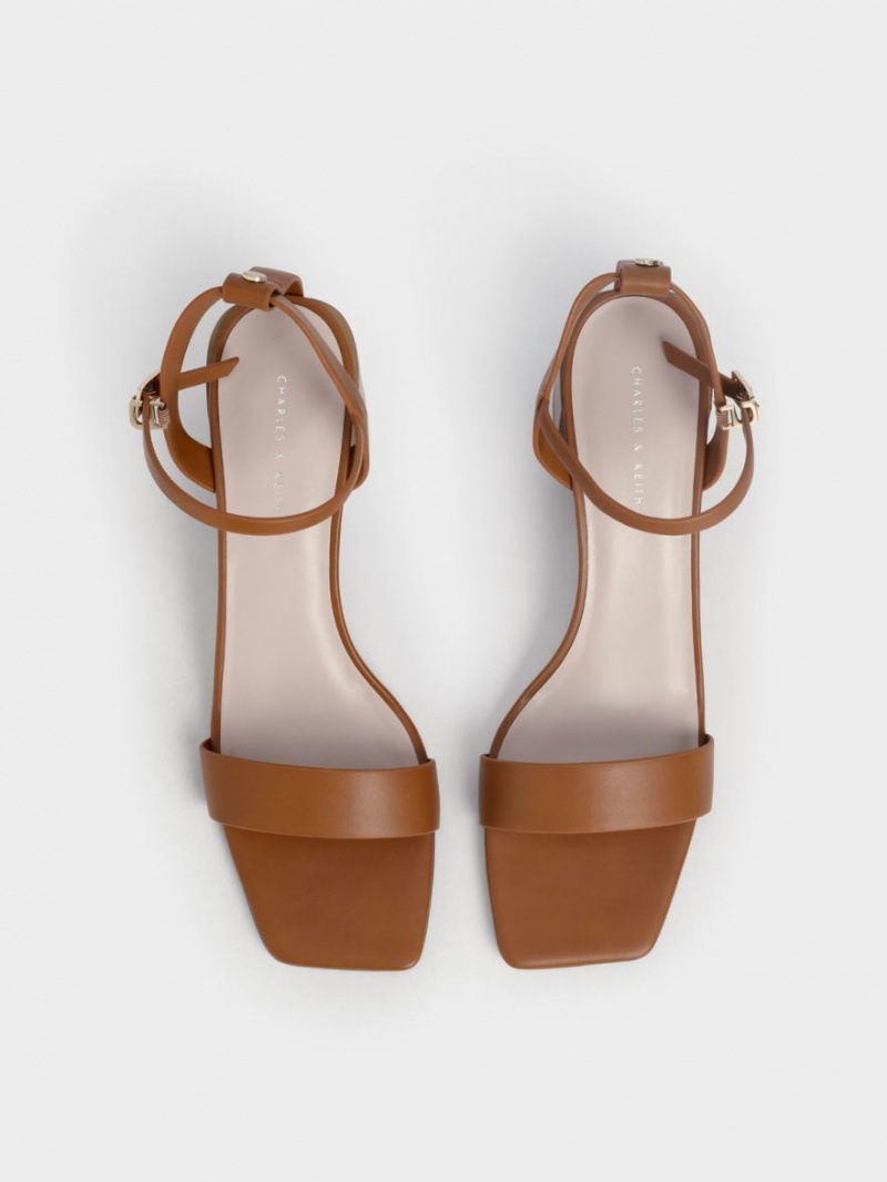 Charles & Keith Ankle Reima Stacked Sandaler med Hæl Brune | FUVTE6254