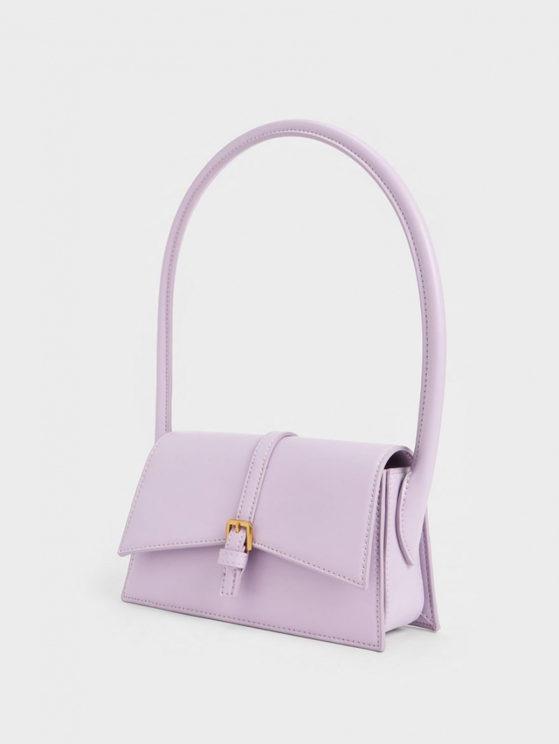 Charles & Keith Annelise Belted Trapeze Tote Veske Lilla | UBACG1637