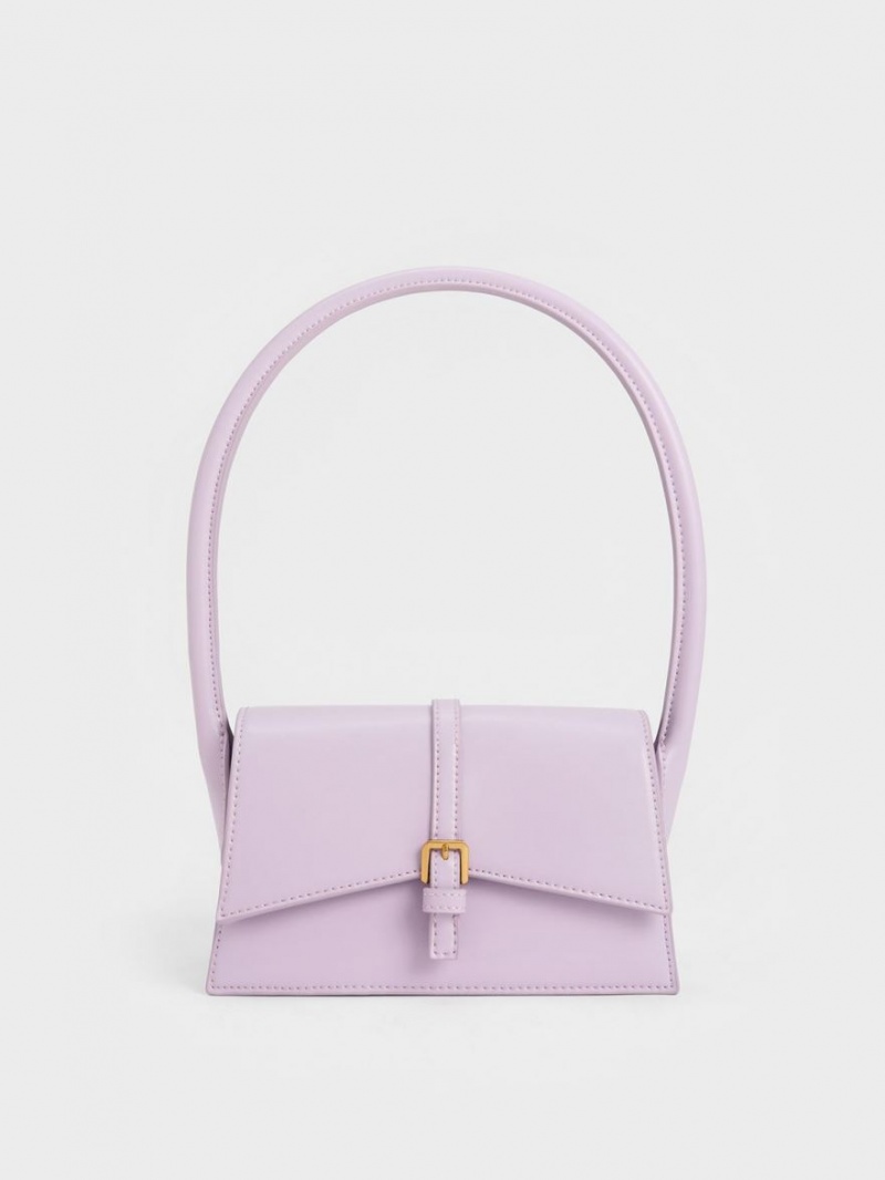 Charles & Keith Annelise Belted Trapeze Tote Veske Lilla | UBACG1637