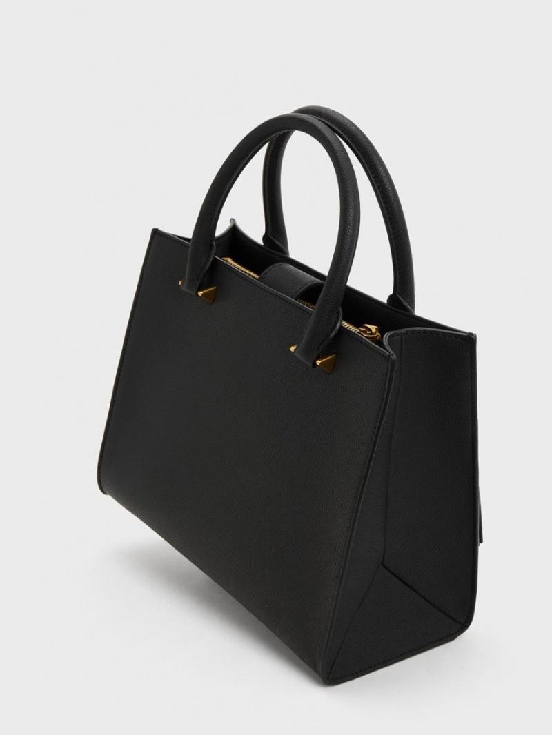 Charles & Keith Anwen Structured Tote Veske Svarte | KJAOX5023