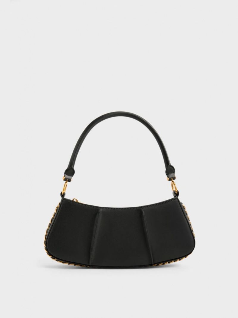 Charles & Keith Arlys Curved Skulderveske Svarte | UCGZQ7406