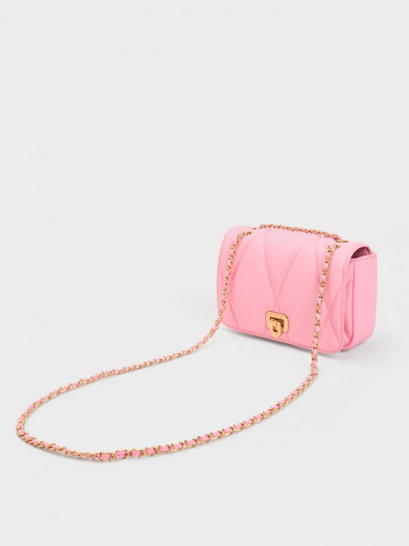 Charles & Keith Arwen Vattert Skulderveske Rosa | NRLEH7213