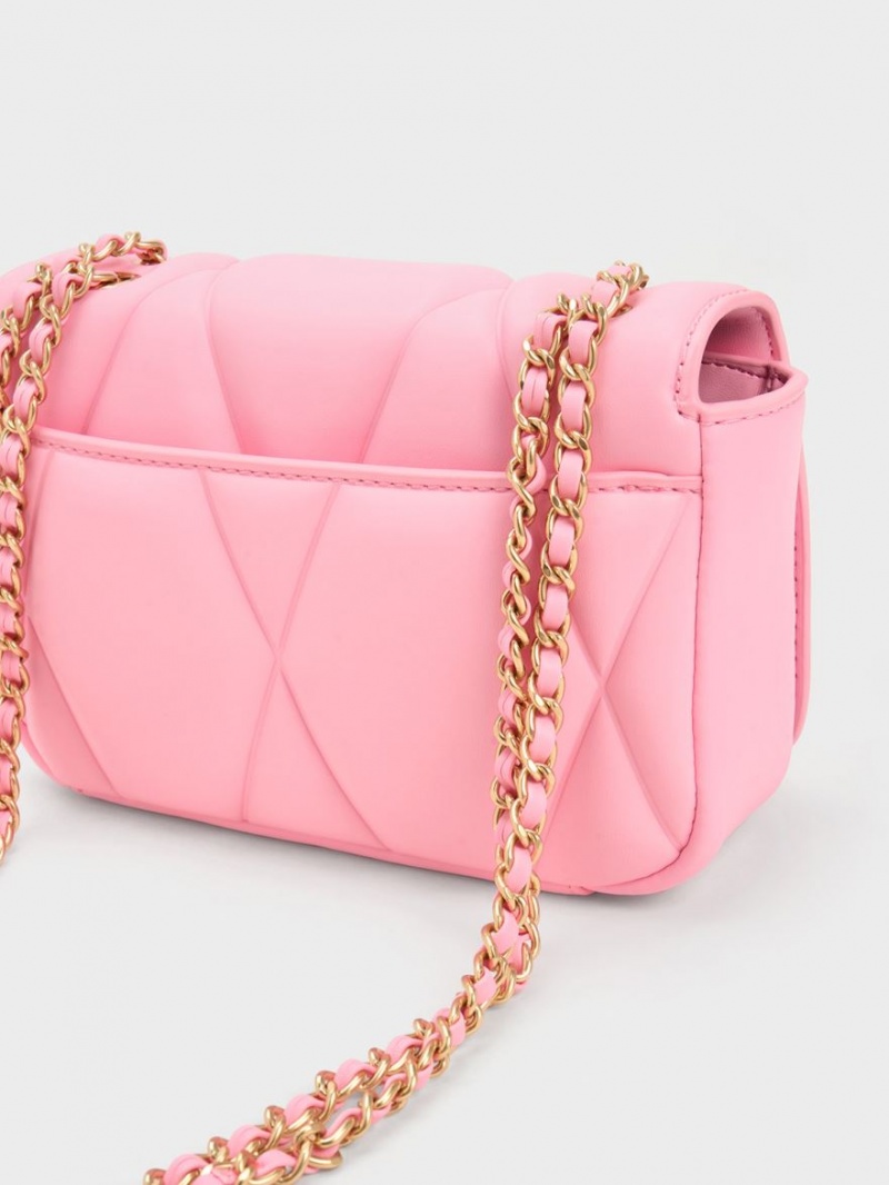 Charles & Keith Arwen Vattert Skulderveske Rosa | NRLEH7213