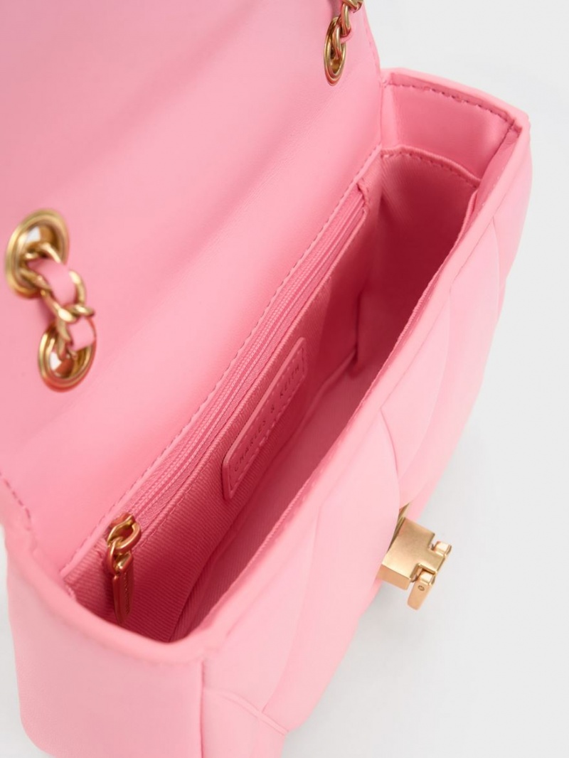 Charles & Keith Arwen Vattert Skulderveske Rosa | NRLEH7213