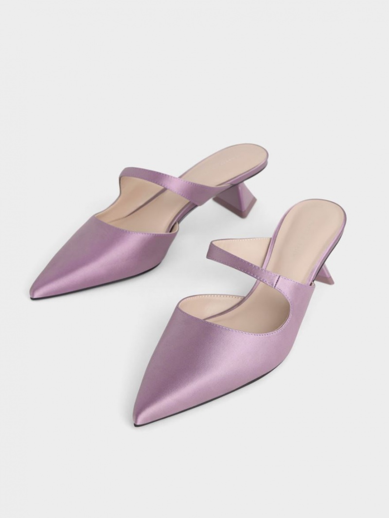 Charles & Keith Asymmetric Sculptural Heel Pumps Lilla | TZRUL8916