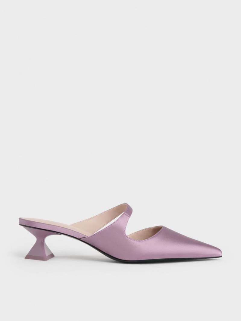 Charles & Keith Asymmetric Sculptural Heel Pumps Lilla | TZRUL8916