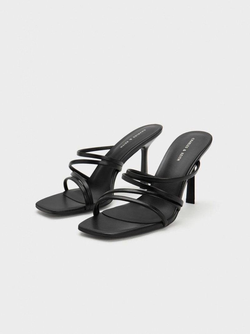 Charles & Keith Asymmetric Square-Tå Hælene Mules Sko Svarte | MCEKL2584