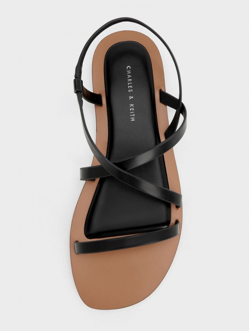 Charles & Keith Asymmetrical Sandaler Med Reim Svarte | IWMQB2760