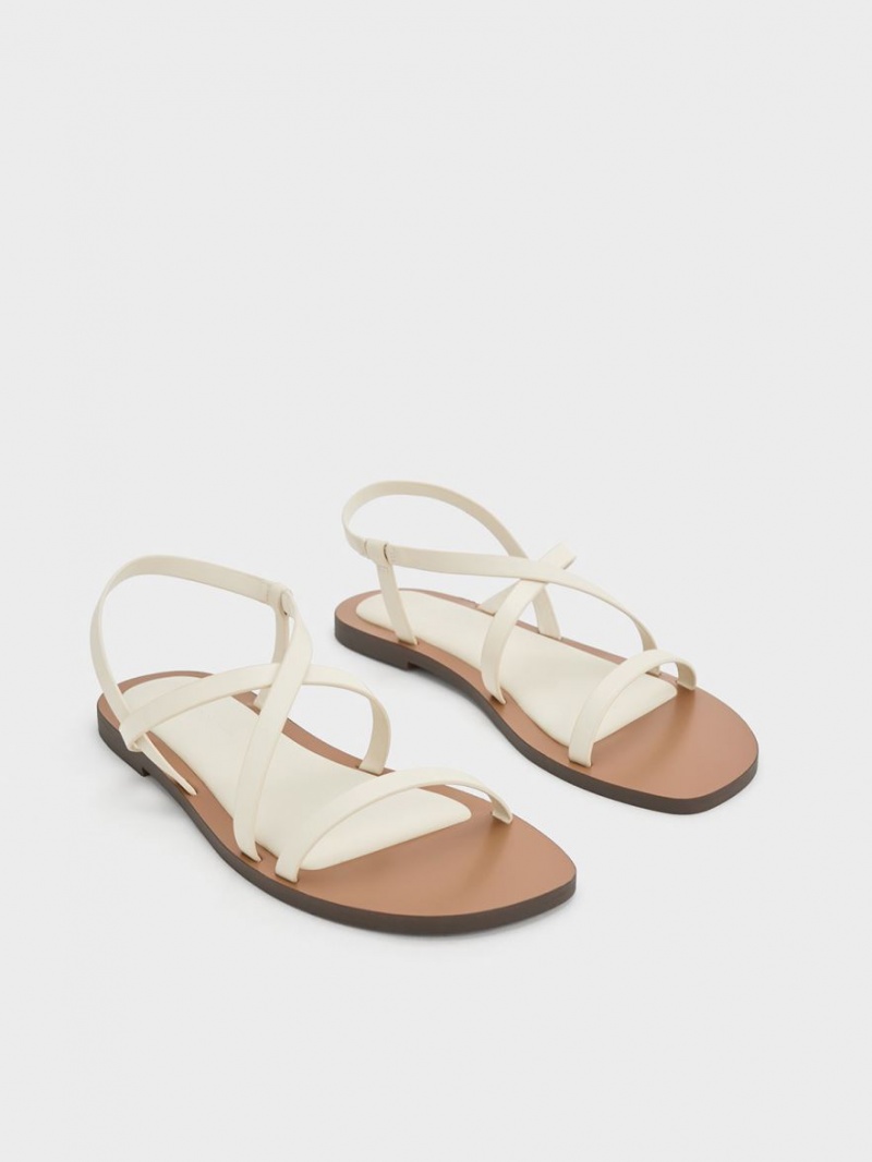 Charles & Keith Asymmetrical Sandaler Med Reim Hvite | YVAKC8937