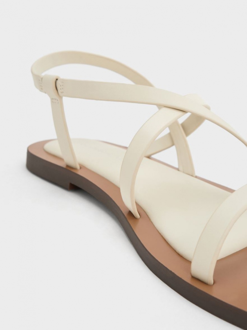 Charles & Keith Asymmetrical Sandaler Med Reim Hvite | YVAKC8937