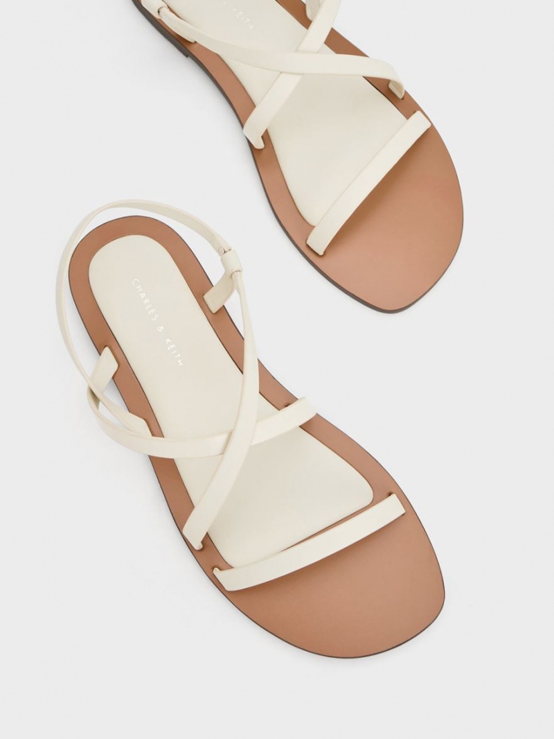 Charles & Keith Asymmetrical Sandaler Med Reim Hvite | YVAKC8937