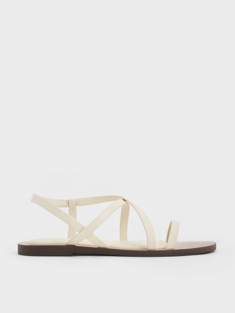 Charles & Keith Asymmetrical Sandaler Med Reim Hvite | YVAKC8937