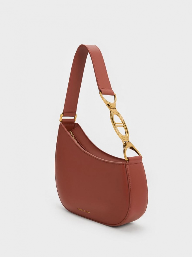 Charles & Keith Asymmetrical Skulderveske Brune | ZKACD7163