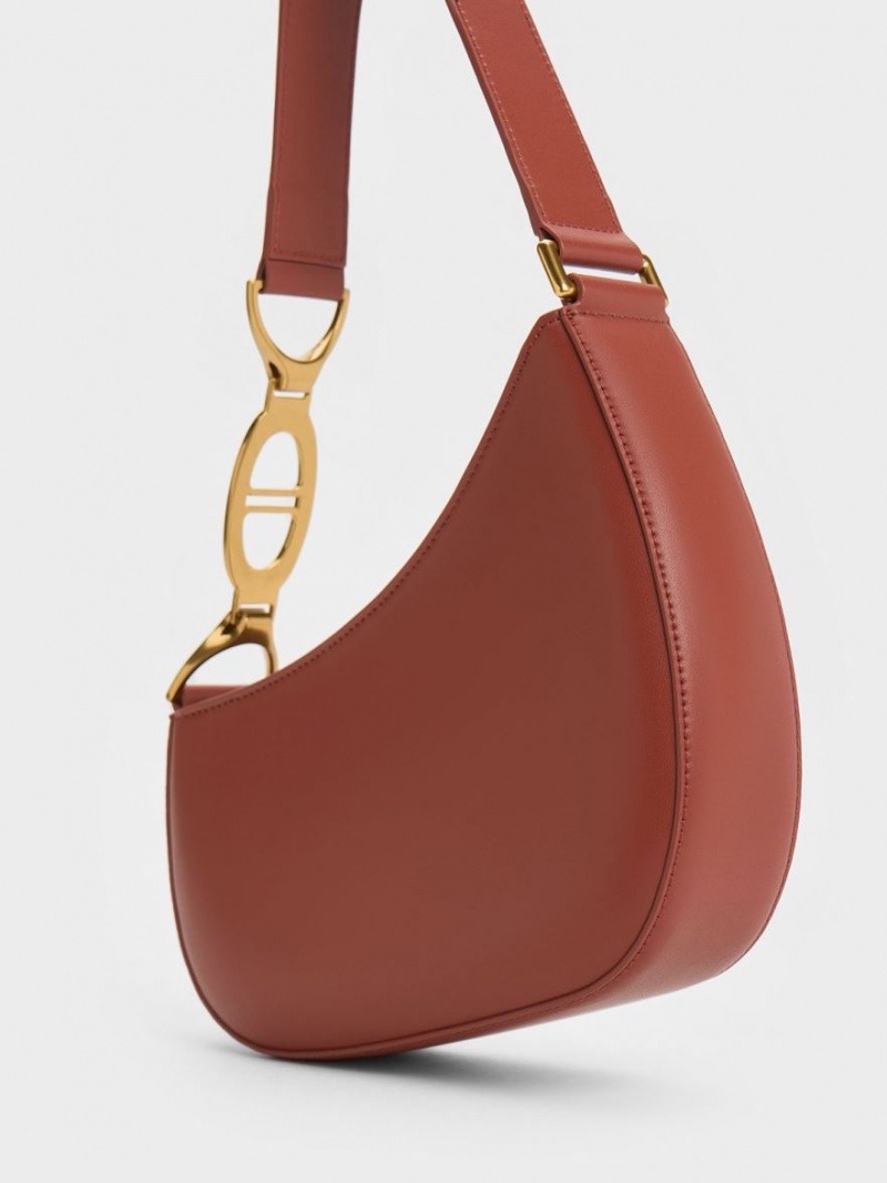 Charles & Keith Asymmetrical Skulderveske Brune | ZKACD7163