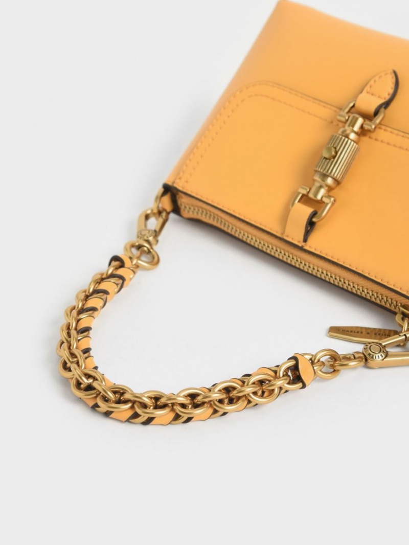 Charles & Keith Atlas Chain Håndveske Sennepsgul | XYBMH8130