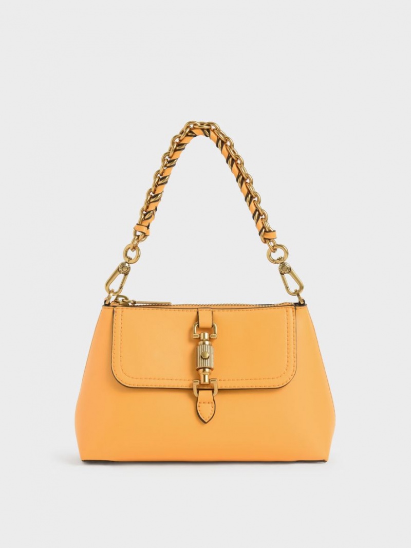 Charles & Keith Atlas Chain Håndveske Sennepsgul | XYBMH8130