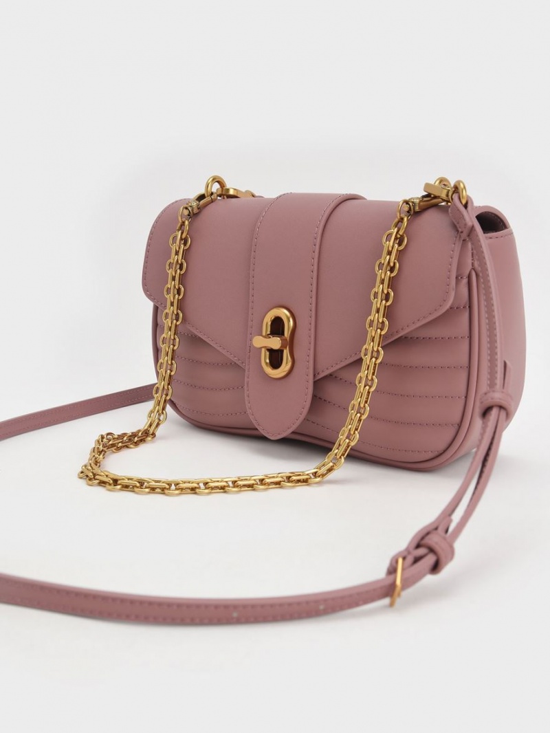 Charles & Keith Aubrielle Panelled Crossbody Veske Lilla | KXIAZ6713