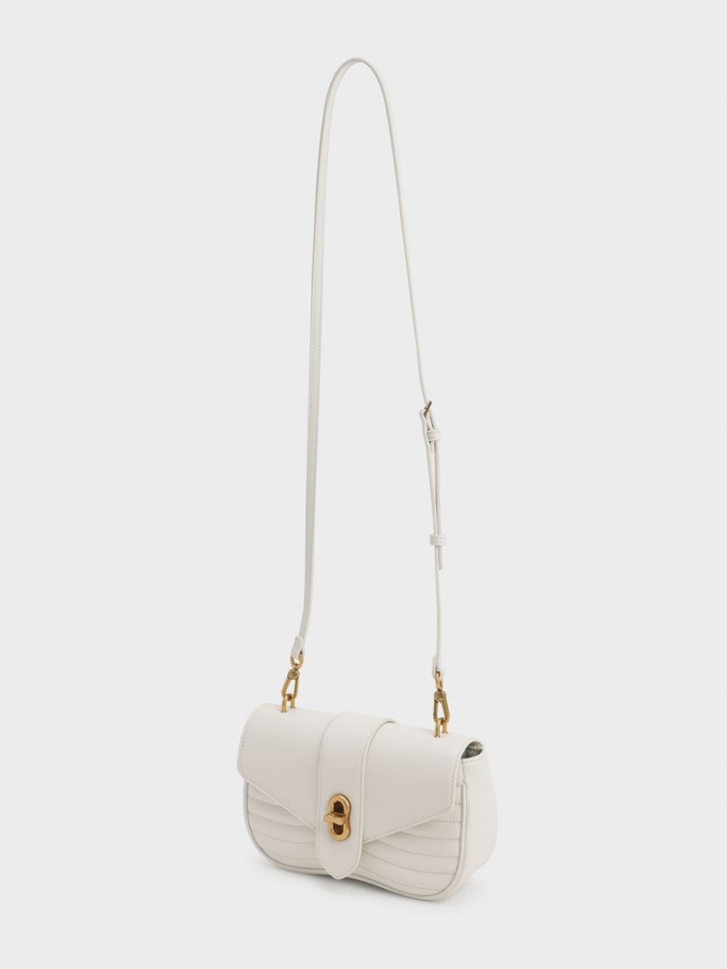 Charles & Keith Aubrielle Panelled Crossbody Veske Pisket Krem | LAIGX8203