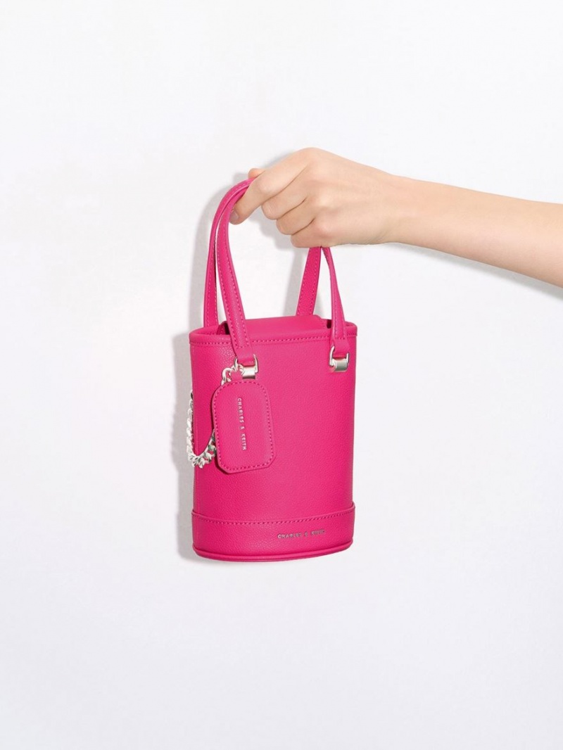 Charles & Keith Avis Cylindrical Bøtteposer Fuchsia | CPNQH8796