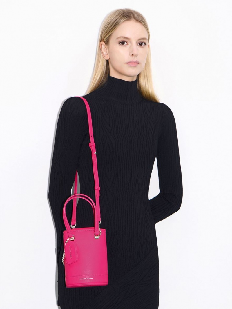 Charles & Keith Avis Cylindrical Bøtteposer Fuchsia | CPNQH8796