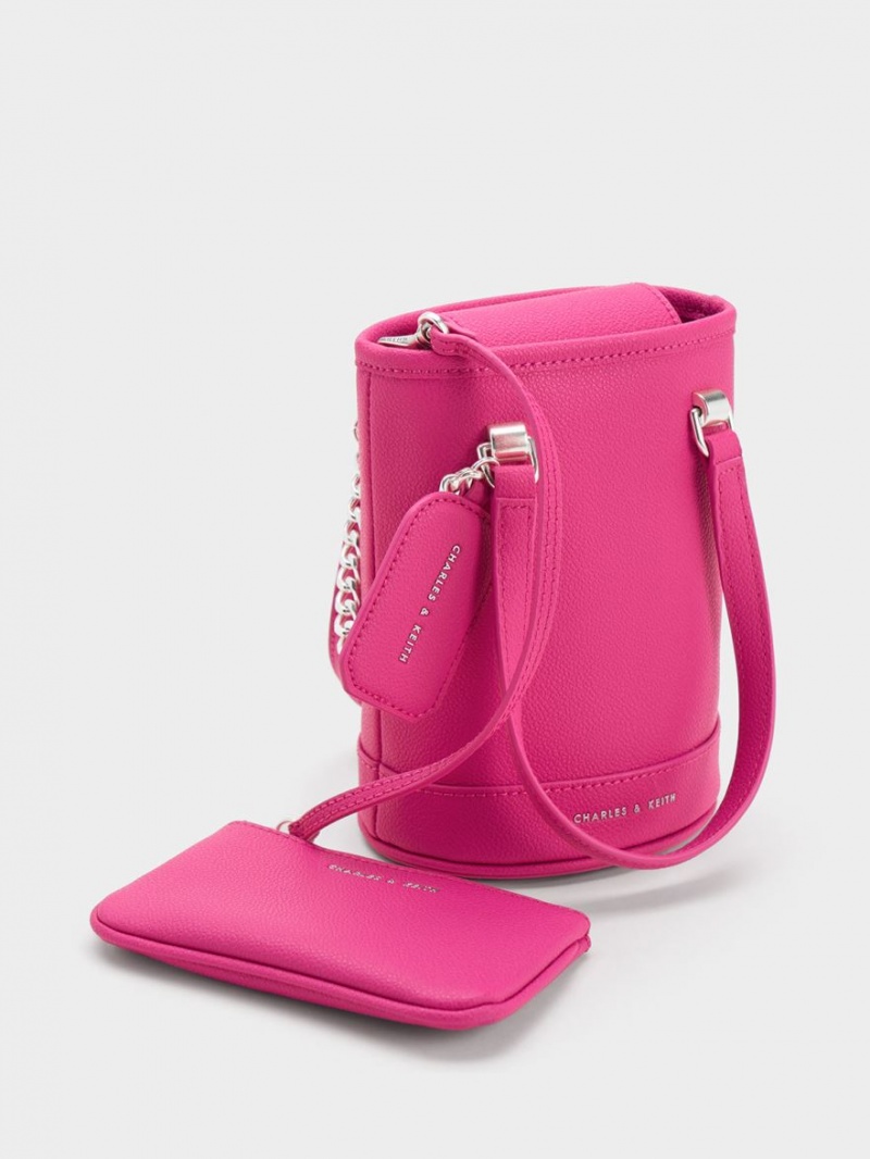 Charles & Keith Avis Cylindrical Bøtteposer Fuchsia | CPNQH8796