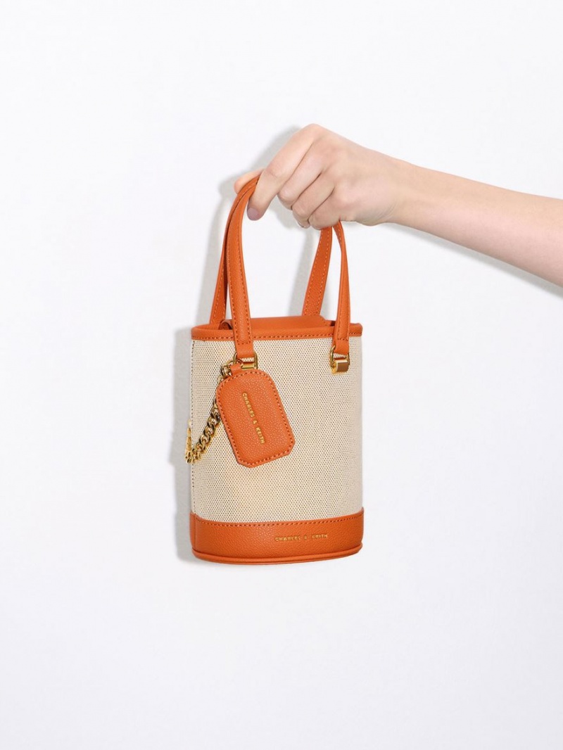 Charles & Keith Avis Cylindrical Bøtteposer Oransje | OLKWI2450