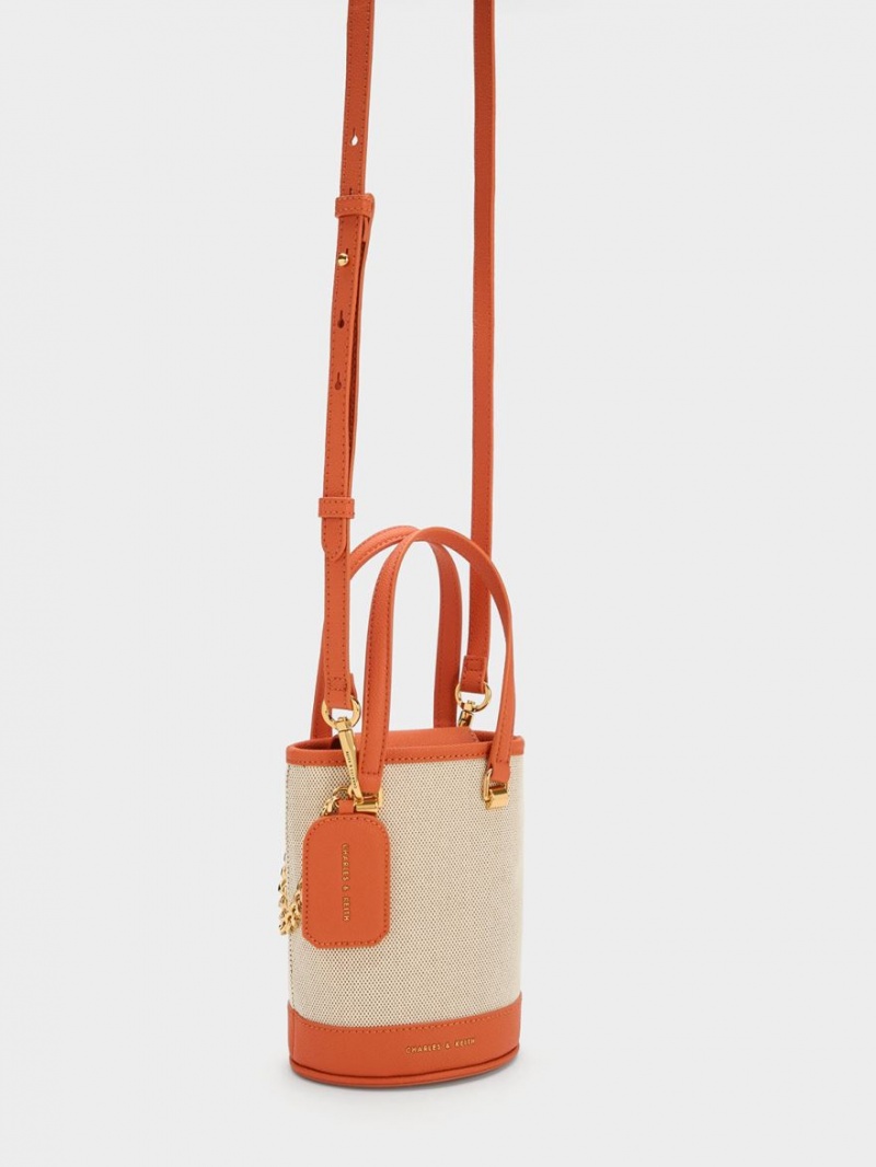 Charles & Keith Avis Cylindrical Bøtteposer Oransje | OLKWI2450