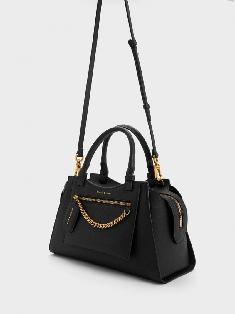 Charles & Keith Avis Trapeze Tote Veske Svarte | TCRBV6521