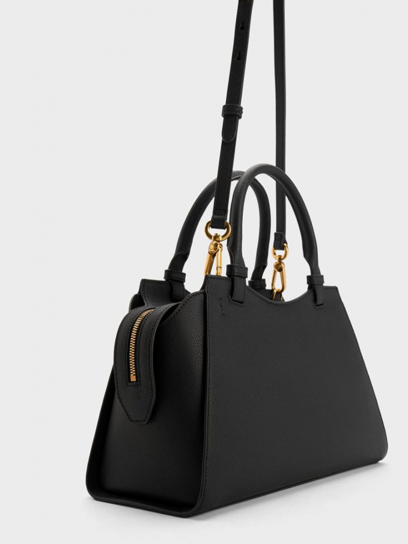 Charles & Keith Avis Trapeze Tote Veske Svarte | TCRBV6521