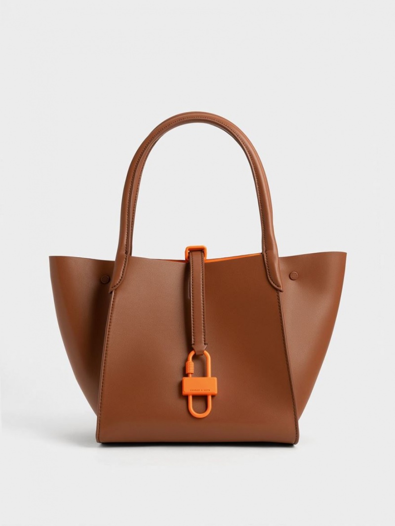 Charles & Keith Balta Belted Tote Veske Brune | FENMJ5392