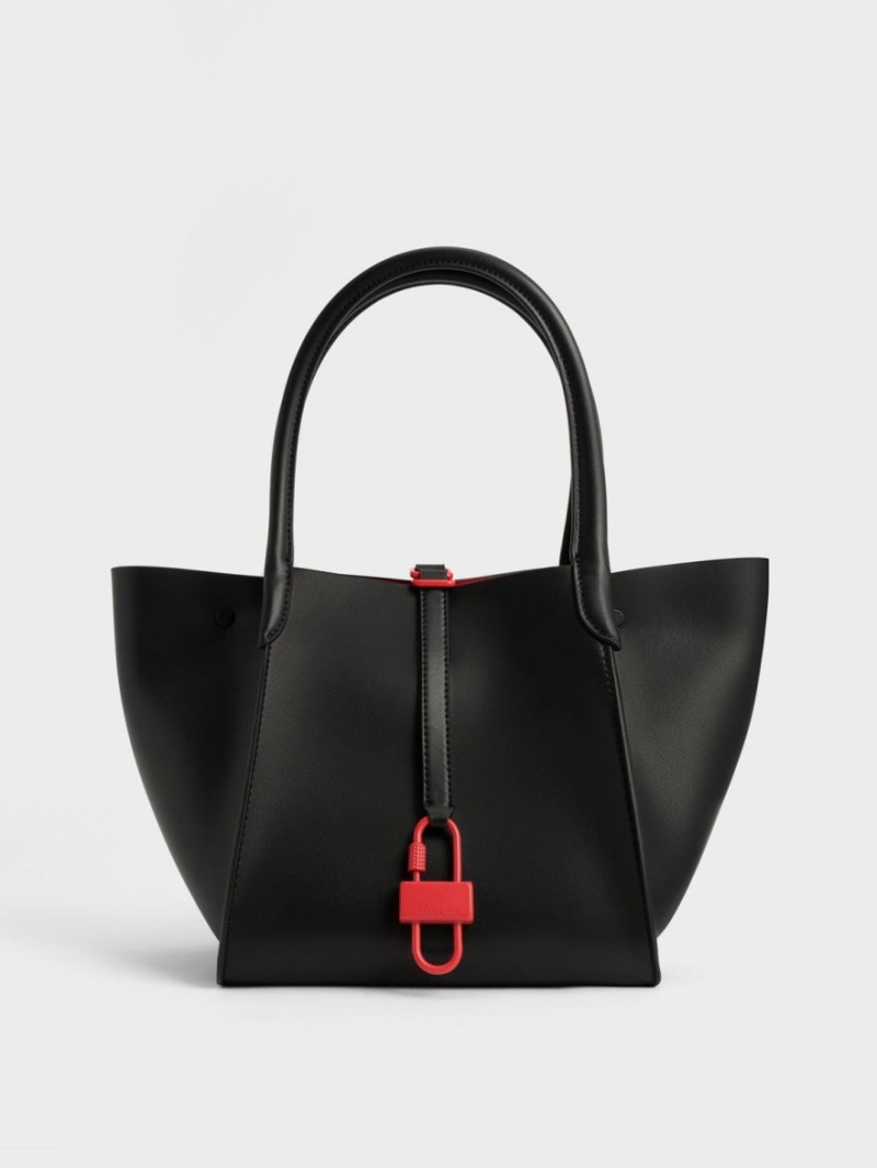 Charles & Keith Balta Belted Tote Veske Svarte | IWRON5076