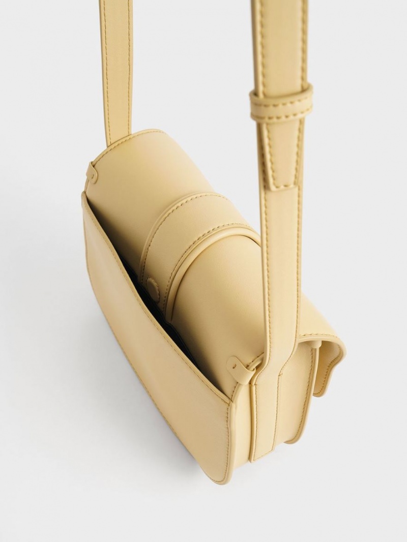 Charles & Keith Balta Padlock Crossbody Veske Beige | RCPTU5309