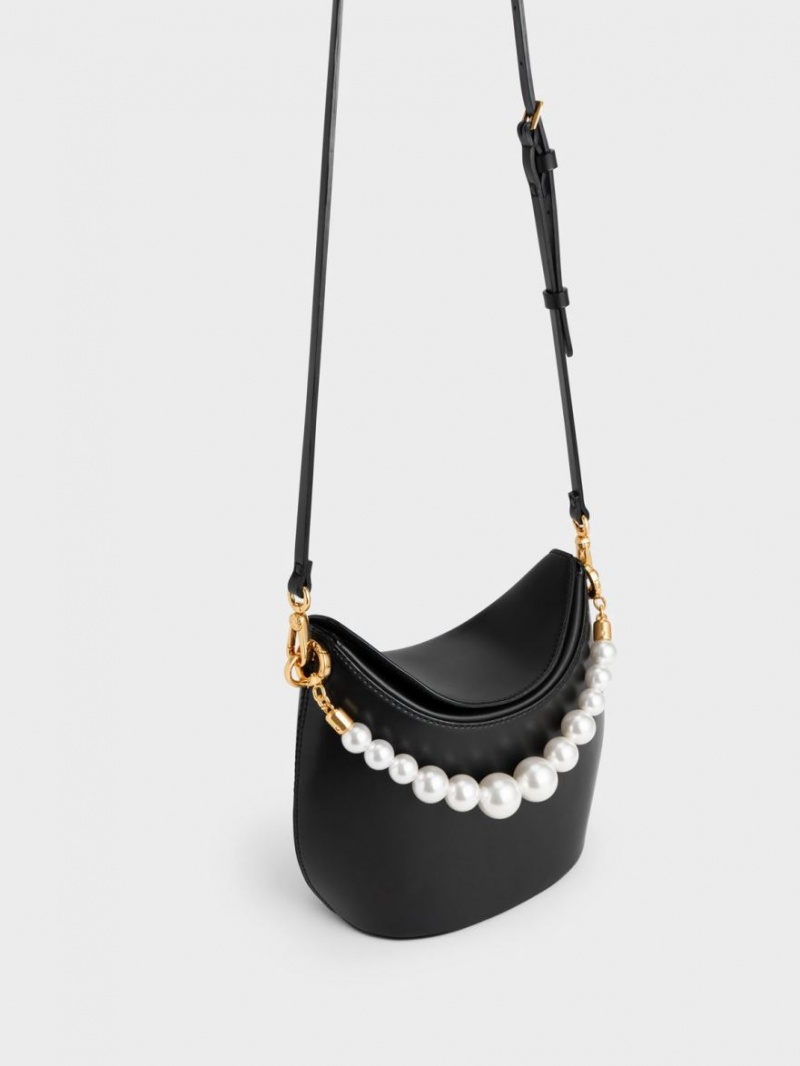 Charles & Keith Bead-Embellished Knotted Håndveske Svarte | YVUPK3752