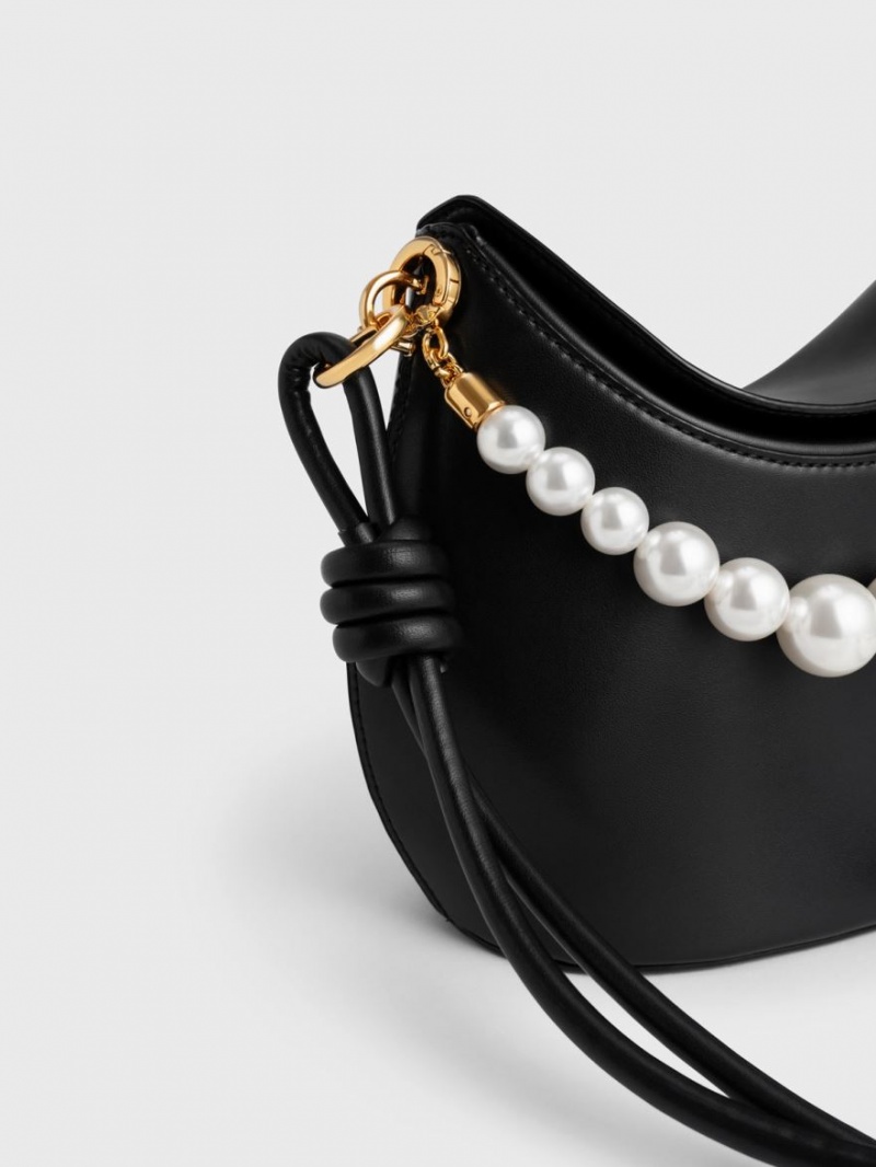 Charles & Keith Bead-Embellished Knotted Håndveske Svarte | YVUPK3752