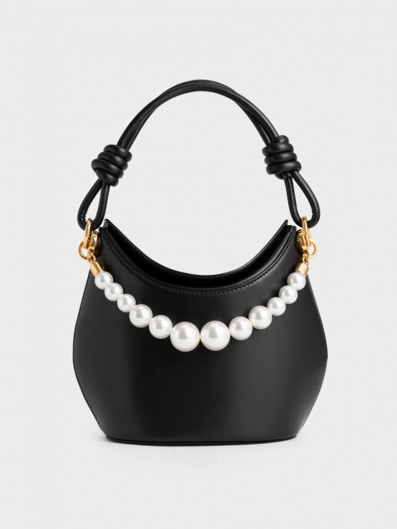 Charles & Keith Bead-Embellished Knotted Håndveske Svarte | YVUPK3752