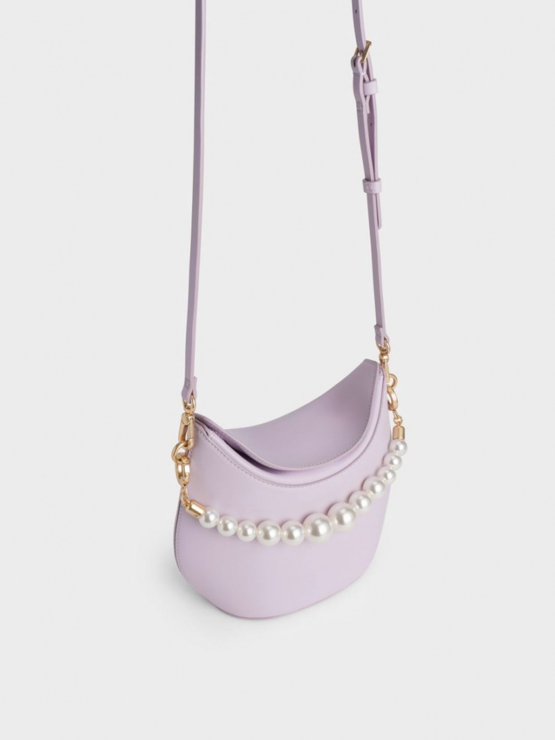 Charles & Keith Bead-Embellished Knotted Håndveske Lilla | LKUBA2851